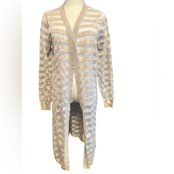 Sheer Striped Gold Duster Size Large - Picture 1 of 4